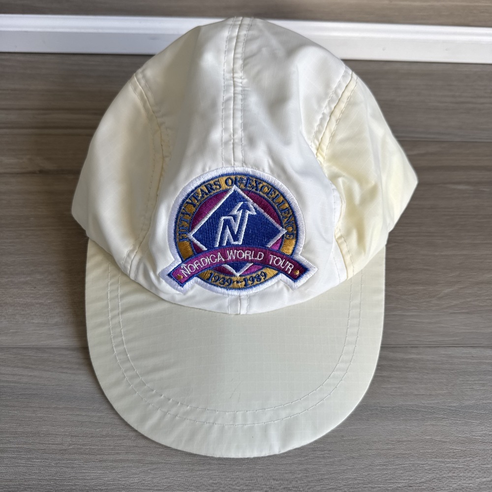 Vintage Nordica World‎ Tour  Yupoong White Nylon Zip Back Hat Korea